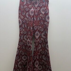 Anthropologie Red and Black Paisley Flare Pants